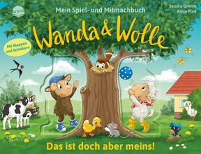 Produktabbildung zu Mein Spiel- und Mitmachbuch – Wanda und Wolle. Das ist doch aber meins! - Gefühle und Benehmen aus dem Kinderalltag begleiten. Ein Spiel- und Mitmachbuch mit Schafen, Schiebern und Klappen ab 2 Jahren. Mit Bauernhof-Atmosphäre!