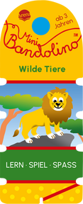 Produktabbildung zu Mini Bandolino. Wilde Tiere - Lernspiel mit Lösungskontrolle für Kinder ab 3 Jahren. Stabiler Fächer und dicke Schnur für kleine Hände