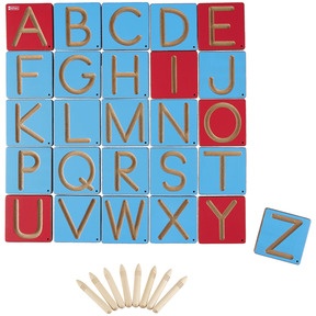 Produktabbildung zu Schreibspuren A-Z: - Großbuchstaben zum Ertasten und Nachfahren inkl. Holzstifte 