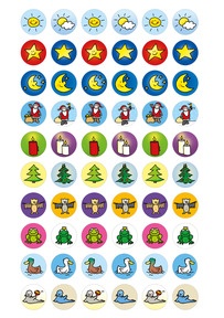 Produktabbildung zu Motivationssticker - Sonne, Mond, Sterne, Weihnachtszeit, Tiere
