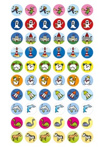 Produktabbildung zu Motivationssticker - Tiere, verschiedene Figuren, Burg, Leuchtturm, Rakete
