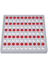 Produktabbildung zu SCHUBI ABACO 100 mit Zahlen - Modell A - 10/10 Kugeln (rot/weiss)