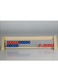 Produktabbildung zu 20-er Rechenrahmen aus RE-Wood® - rot-blau, 5/5 schräg versetzt
