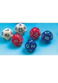 Produktabbildung zu Schulwürfel Dodekaeder - 0 - 10 und Joker, 12 Stück