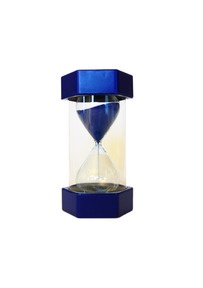 Produktabbildung zu Kleine Sanduhr blau - 5 Minuten - 16 cm hoch
