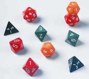 Produktabbildung zu Spielwürfel-Sortiment - Set aus 12 Würfeln in verschiedenen Farben und Formen