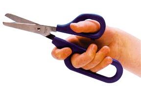 Produktabbildung zu Schere mit grosser und kleiner Fingerhalterung - blau, für Rechtshänder