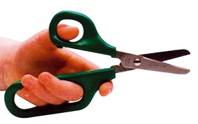 Produktabbildung zu Schere mit grosser und kleiner Fingerhalterung - grün, für Linkshänder