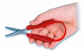 Produktabbildung zu Lernschere «Mini-easy-Grip» - rot, für Links- und Rechtshänder, 30mm
