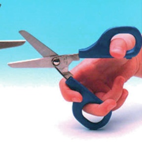 Produktabbildung zu Selbstöffnende Schere für Rechtshänder - blau, 45 mm