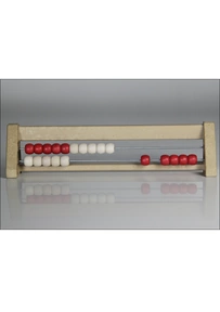 Produktabbildung zu 20-er Rechenrahmen r/w Re-Wood® - 20 Kugeln, r/w 2 Reihen, 5/5 versetzt, schräg