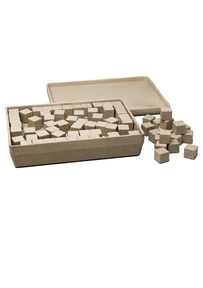 Produktabbildung zu 150 Würfel aus RE-WOOD, 2 cm, in Aufbewahrungsbox aus RE-WOOD