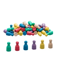 Produktabbildung zu Set Spielfiguren (Halmakegel) aus RE-WOOD, 6-fb., 60 St.