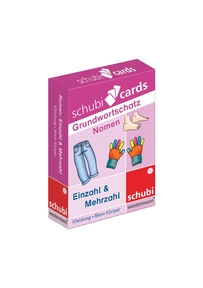 Produktabbildung zu Schubicards Grundwortschatz: Nomen - Einzahl – Mehrzahl. Themen: Mein Körper, Kleidung
