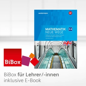Produktabbildung zu Mathematik Neue Wege GYMI - Englischsprachige Ausgabe Gymnasium für die Schweiz (Immersion) - BiBox - Digitales Unterrichtssystem 3 / 4 - Einzellizenz für Lehrpersonen