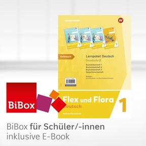 Produktabbildung zu Flex und Flora - Ausgabe 2021 - BiBox – Das digitale Unterrichtssystem zum Lernpaket 1 (Grundschrift) als Verbrauchsmaterial - Einzellizenz für Schüler/-innen (1 Schuljahr)