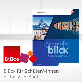 Produktabbildung zu Durchblick Geografie Geschichte - Ausgabe für die Schweiz 2025 - BiBox - Das digitale Unterrichtssystem 2 - Einzellizenz für Schüler/-innen (2 Schuljahre)
