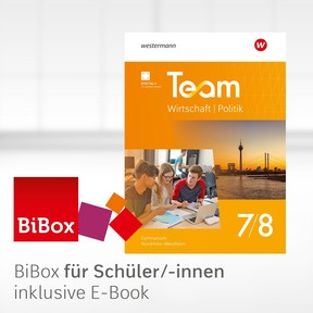Produktabbildung zu TEAM Wirtschaft-Politik - Ausgabe 2025 für Gymnasien in Nordrhein-Westfalen - BiBox - Das digitale Unterrichtssystem 7/8 - Einzellizenz für Schüler/-innen (1 Schuljahr)