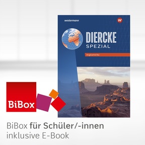 Produktabbildung zu Diercke Spezial – Aktuelle Ausgabe für die Sekundarstufe II - BiBox – Das digitale Unterrichtssystem Angloamerika - Einzellizenz für Schüler/-innen (1 Schuljahr)