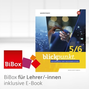Produktabbildung zu Blickpunkt Informatik und Medienbildung – Ausgabe 2025 für Baden-Württemberg - BiBox – Das digitale Unterrichtssystem 5/6 - Kollegiumslizenz für Lehrer/-innen (Dauerlizenz)