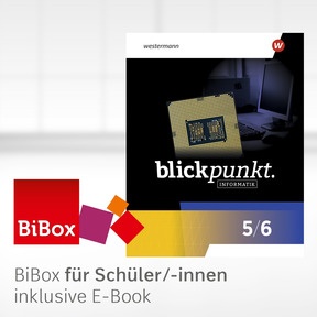 Produktabbildung zu Blickpunkt Informatik – Ausgabe 2026 für Nordrhein-Westfalen - BiBox – Das digitale Unterrichtssystem 5/6 - Klassensatz PrintPlus (1 Schuljahr)