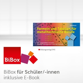 Produktabbildung zu Formeln und Tabellen für metalltechnische Berufe mit umgestellten Formeln, Qualitätsmanagement und CNC-Technik - BiBox - Das digitale Unterrichtssystem - Einzellizenz für Schüler/-innen (4 Schuljahre) - 1. Auflage 2017