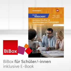 Produktabbildung zu Alles versichert - Kaufmann/Kauffrau für Versicherungen und Finanzanlagen - BiBox - Das digitale Unterrichtssystem 1. Ausbildungsjahr - Einzellizenz für Schüler/-innen (4 Schuljahre) - 1. Auflage 2022