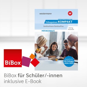 Produktabbildung zu Prüfungsvorbereitung Prüfungswissen KOMPAKT - Bankkaufmann/Bankkauffrau - BiBox - Das digitale Unterrichtssystem - Einzellizenz für Schüler/-innen (4 Schuljahre) - 11. Auflage 2024