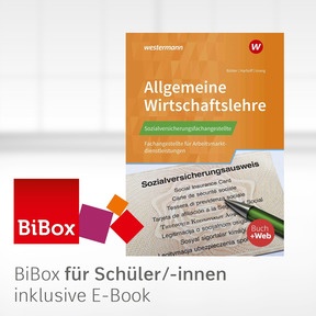 Produktabbildung zu Sozialversicherungsfachangestellte/Fachangestellte für Arbeitsmarktdienstleistungen - BiBox - Das digitale Unterrichtssystem Allgemeine Wirtschaftslehre - Einzellizenz für Schüler/-innen (4 Schuljahre) - 11. Auflage 2021