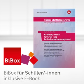 Produktabbildung zu Holzer Stofftelegramme Kauffrau/-mann für Groß- und Außenhandelsmanagement - BiBox - Das digitale Unterrichtssystem Gestreckte Abschlussprüfung Teil 1 und Teil 2 - Einzellizenz für Schüler/-innen (4 Schuljahre) - 14. Auflage 2023
