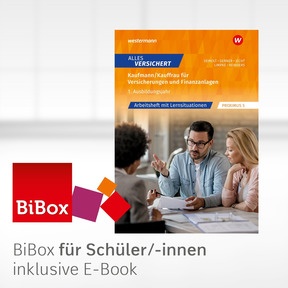 Produktabbildung zu Alles versichert - Kaufmann/Kauffrau für Versicherungen und Finanzanlagen - BiBox - Das digitale Unterrichtssystem Arbeitsheft 1. Ausbildungsjahr - Einzellizenz für Schüler/-innen (1 Jahr) - 2. Auflage 2024