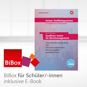 Produktabbildung zu Holzer Stofftelegramme Baden-Württemberg – Kauffrau/-mann für Büromanagement - BiBox - Das digitale Unterrichtssystem Gestreckte Abschlussprüfung Teil 1 - Einzellizenz für Schüler/-innen (1 Jahr) - 10. Auflage 2026