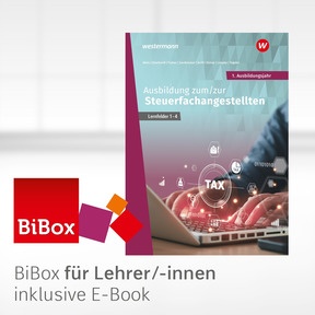 Produktabbildung zu Ausbildung zum/zur Steuerfachangestellten - BiBox - Das digitale Unterrichtssystem 1. Ausbildungsjahr - Kollegiumslizenz für Lehrer/-innen (1 Schuljahr) - 1. Auflage 2023