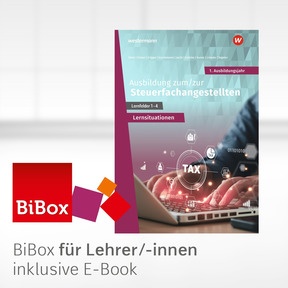 Produktabbildung zu Ausbildung zum/zur Steuerfachangestellten - BiBox - Das digitale Unterrichtssystem Lernsituationen 1. Ausbildungsjahr - Kollegiumslizenz für Lehrer/-innen (Dauerlizenz) - 1. Auflage 2023