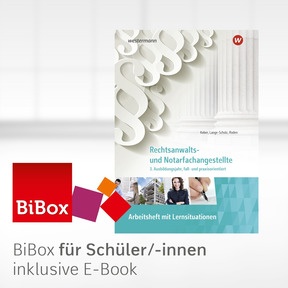 Produktabbildung zu Rechtsanwalts- und Notarfachangestellte - BiBox - Das digitale Unterrichtssystem Arbeitsheft 3. Ausbildungsjahr - Klassensatz PrintPlus (1 Schuljahr) - 2. Auflage 2025