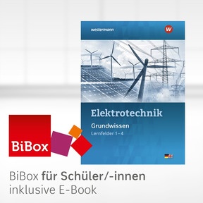 Produktabbildung zu Elektrotechnik - BiBox - Das digitale Unterrichtssystem Grundwissen Lernfelder 1-4 - Klassensatz PrintPlus (1 Schuljahr) - 7. Auflage 2025