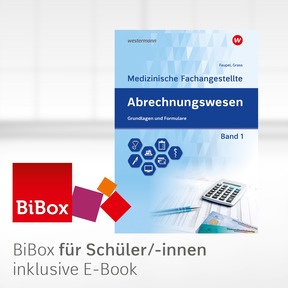 Produktabbildung zu Abrechnungswesen für die Medizinische Fachangestellte - BiBox - Das digitale Unterrichtssystem Band 1: Grundlagen und Formulare - Klassensatz PrintPlus (1 Schuljahr) - 8. Auflage 2024