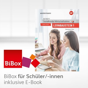 Produktabbildung zu Betrifft Sozialkunde / Wirtschaftslehre - Ausgabe für Rheinland-Pfalz - BiBox - Das digitale Unterrichtssystem Lernbaustein 1 - Klassensatz PrintPlus (1 Schuljahr) - 1. Auflage 2020