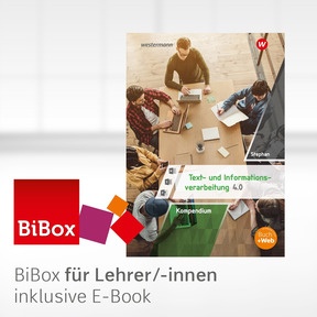 Produktabbildung zu Kompendium Text- und Informationsverarbeitung 4.0 - BiBox - Das digitale Unterrichtssystem - Kollegiumslizenz für Lehrer/-innen (1 Schuljahr) - 1. Auflage 2023