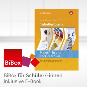 Produktabbildung zu Tabellenbuch Maler/-innen und Lackierer/-innen - BiBox - Das digitale Unterrichtssystem - Einzellizenz für Schüler/-innen (1 Schuljahr) - 9. Auflage 2023