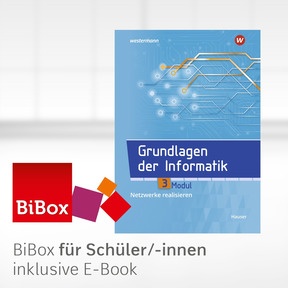 Produktabbildung zu Grundlagen der Informatik - BiBox - Das digitale Unterrichtssystem Modul 3: Netzwerke realisieren - Einzellizenz für Schüler/-innen (4 Schuljahre) - 1. Auflage 2021
