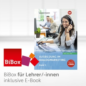 Produktabbildung zu Ausbildung im Dialogmarketing - BiBox - Das digitale Unterrichtssystem Band 3 - Kollegiumslizenz für Lehrer/-innen (1 Schuljahr) - 7. Auflage 2025