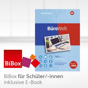 Produktabbildung zu BüroWelt - BiBox - Das digitale Unterrichtssystem Lernfelder 8-13 bis Teil 2 der gestreckten Abschlussprüfung - Klassenlizenz Premium (1 Schuljahr) - 4. Auflage 2022
