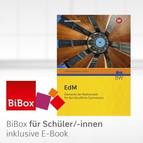 Produktabbildung zu Elemente der Mathematik für berufliche Gymnasien - Ausgabe 2021 für Baden-Württemberg - BiBox - Das digitale Unterrichtssystem Jahrgangsstufe 1 / 2 - Klassenlizenz Premium (1 Schuljahr) - 1. Auflage 2022