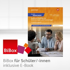 Produktabbildung zu Alles versichert - Kaufmann/Kauffrau für Versicherungen und Finanzanlagen - BiBox - Das digitale Unterrichtssystem Arbeitsheft 1. Ausbildungsjahr - Klassenlizenz Premium (1 Schuljahr) - 1. Auflage 2022