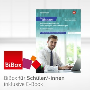 Produktabbildung zu Alles versichert - Kaufmann/Kauffrau für Versicherungen und Finanzanlagen - BiBox - Das digitale Unterrichtssystem Arbeitsheft 3. Ausbildungsjahr - Klassenlizenz Premium (1 Schuljahr) - 1. Auflage 2024