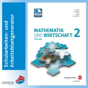 Produktabbildung zu Mathematik & Wirtschaft 2 HAK, kompetenzorientiert, neu - OMNIA - Ihr Schularbeiten- und Arbeitsblattgenerator - Einzellizenz
