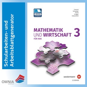 Produktabbildung zu Mathematik & Wirtschaft 3 HAK, kompetenzorientiert, neu - OMNIA - Ihr Schularbeiten- und Arbeitsblattgenerator - Demo-Lizenz (14 Tage)