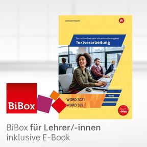 Produktabbildung zu Tastschreiben und situationsbezogene Textverarbeitung mit WORD 2021 - BiBox - Das digitale Unterrichtssystem - Kollegiumslizenz für Lehrer/-innen (1 Schuljahr) - 4. Auflage 2023