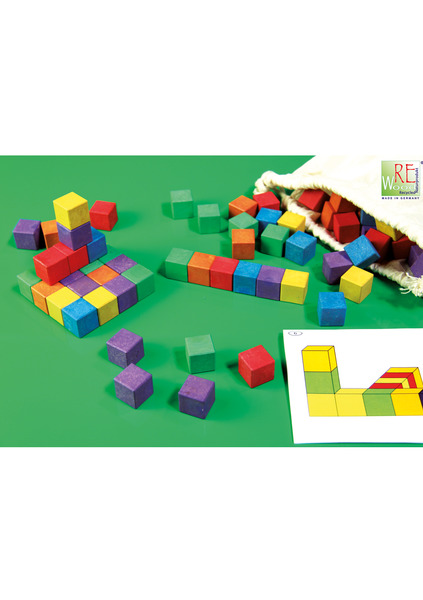 150 Bunte Re-Wood® Würfel Im Baumwollbeutel - Lernwürfel 2x2cm Für Mathematik
